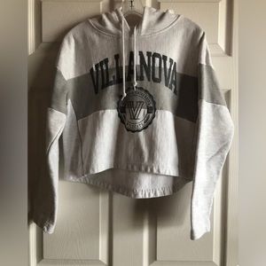 Champion Reverse Weave “Villanova”Gray Cropped Hoodie Sweatshirt Size Small